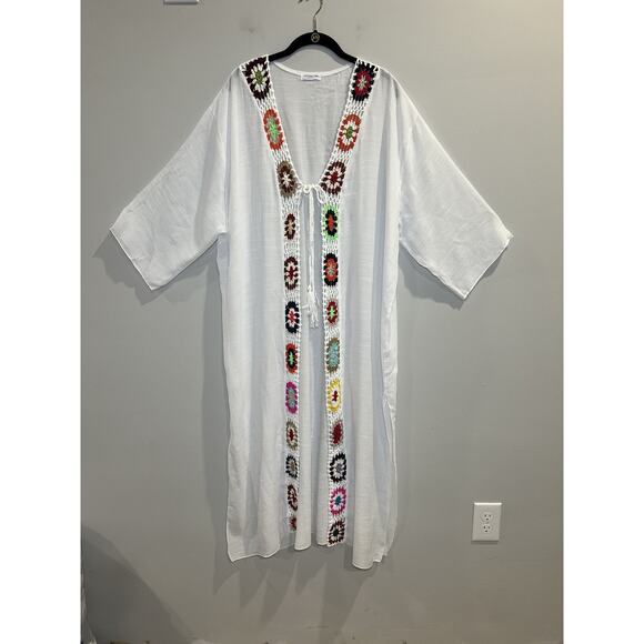 Chicsoul Other - Chicsoul Boho Lightweight White Cover Up One Size Crochet Resortwear Swim Kimono